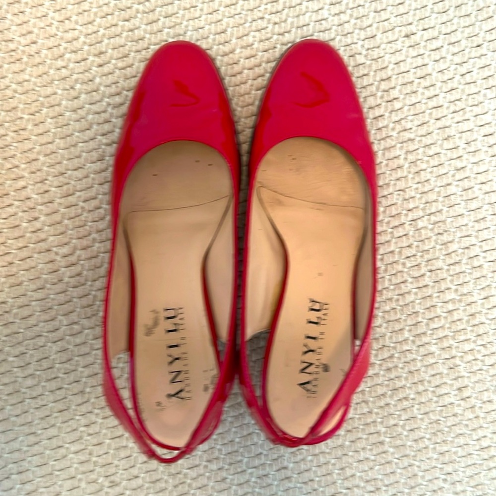 Anyi Lu leather red slingback pumps, size 6.5 (37).